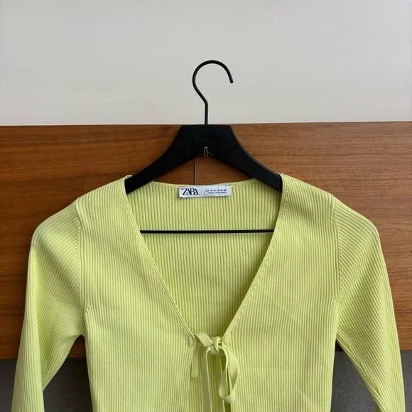 NWOT ZARA knit Cardigan with bow, Size S - Picture 5 of 14